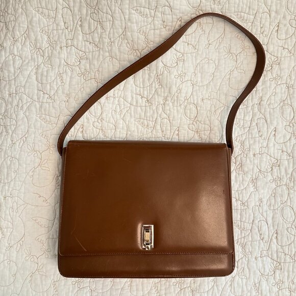 Rare Gucci Vintage Square Leather Flap Shoulder Bag Brown with Silver Hardware - Picture 1 of 15